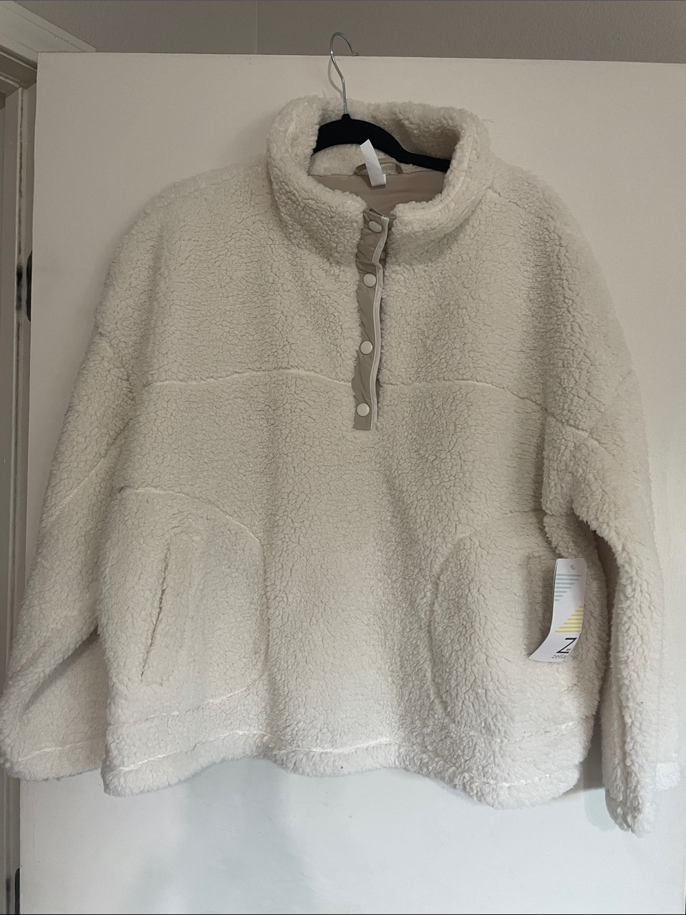 Zella Cream Sherpa Snap Pullover